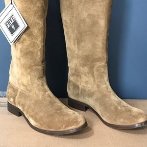 Frye Melissa Tall Button Boot Cashew Suede